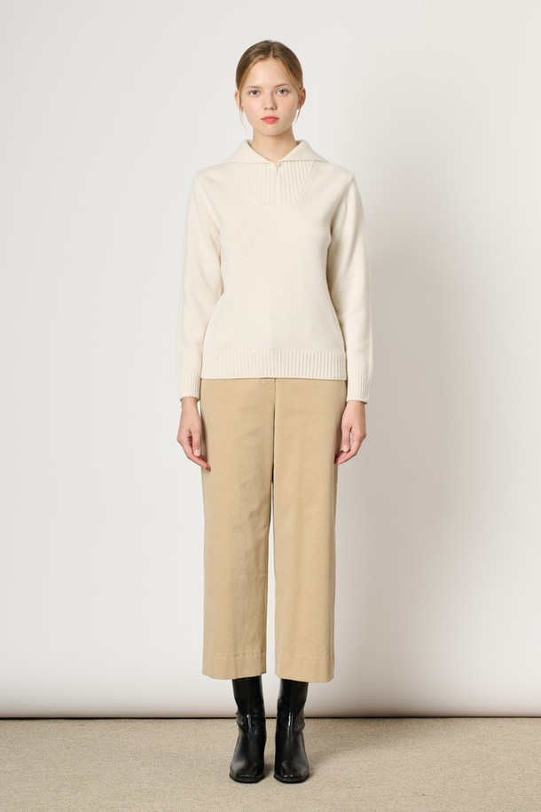 BCBG - 스웨터 - [24WT] 울 카라넥 니트 - IVORY B4WAK42613