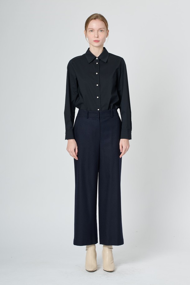 BCBG - 롱/미디팬츠 - [24WT] 울 블랜드 백밴딩 팬츠 -2 - NAVY B4WBP34555