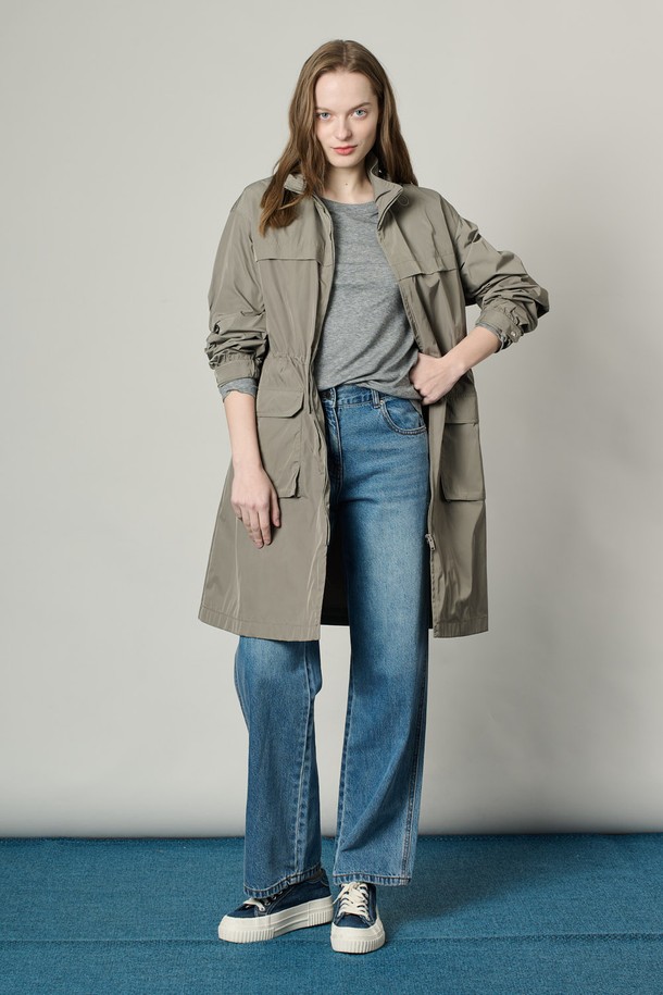 ALL&SUNDRY - 점퍼 - [25SS] 드로우스트링 후드 점퍼 - LIGHT KHAKI A5S2N72181