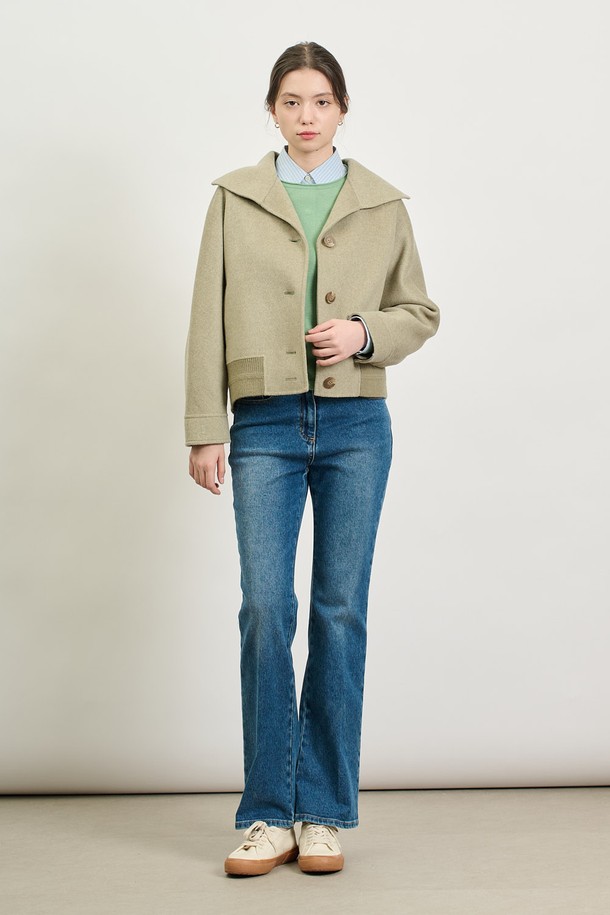 BCBG - 자켓 - [25SP] 세일러 카라 핸드메이드 숏 자켓 - LIGHT KHAKI B5S1J10281