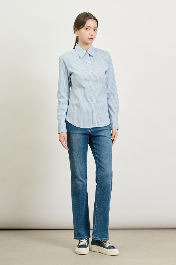 BCBG - 셔츠 - [25SP] 로고자수 스트라이프 셔츠 - LIGHT BLUE B5S1B40651