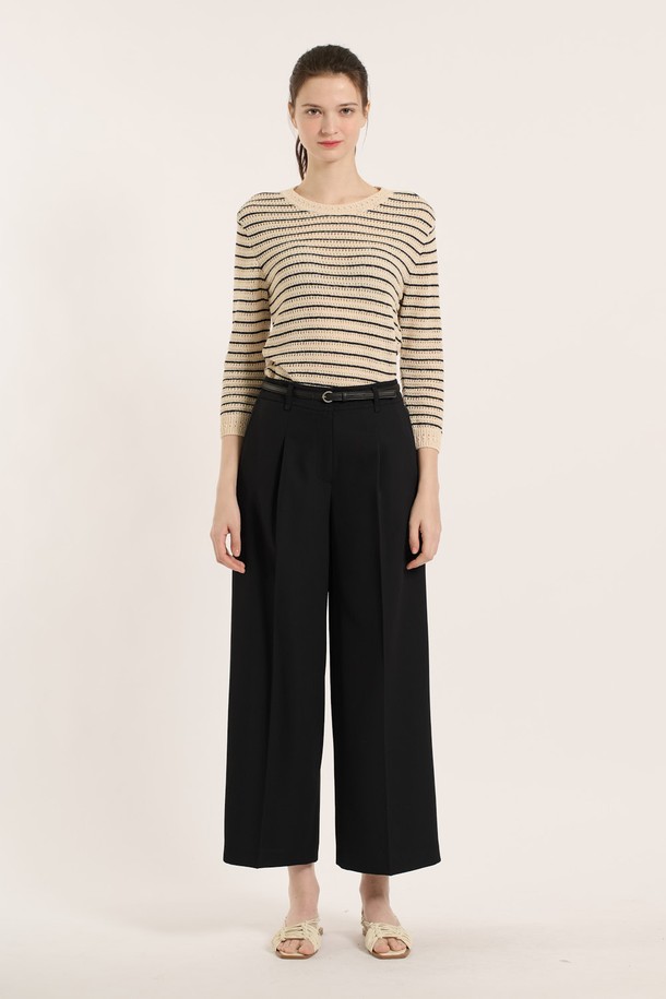 BCBG - 롱/미디팬츠 - [25SM] 벨트세트 와이드 슬렉스 - BLACK B5B3P30799
