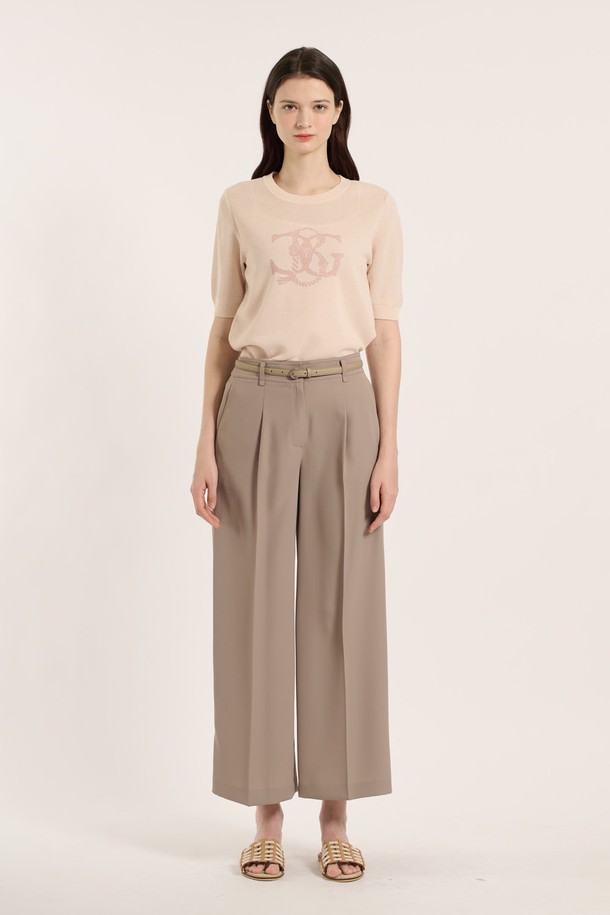 BCBG - 롱/미디팬츠 - [25SM] 벨트세트 와이드 슬렉스 - M BEIGE B5B3P30772