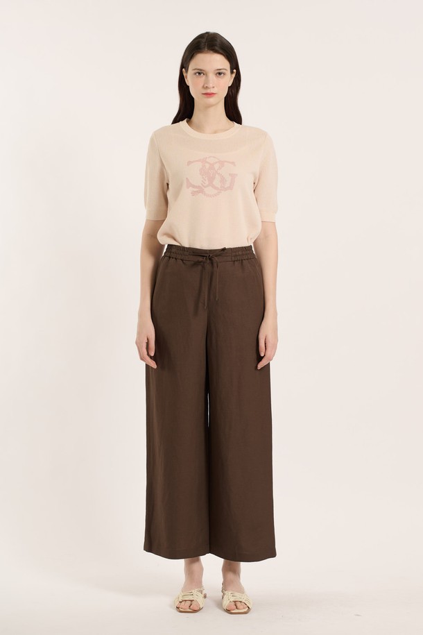 BCBG - 롱/미디팬츠 - [25SU] 허리스트링 팬츠 - BROWN B5B4P38774