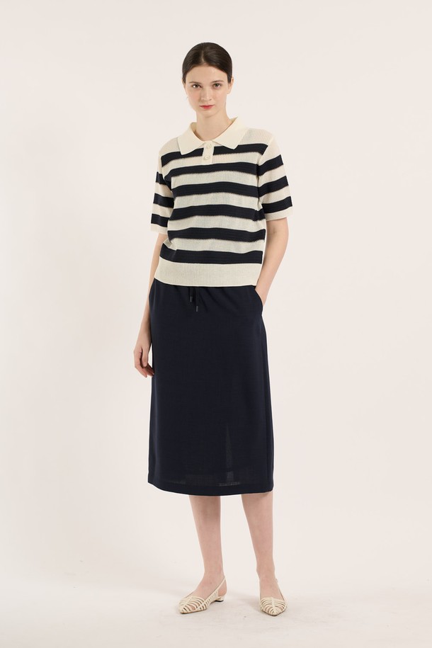 BCBG - 스웨터 - [25SM] 티에리 단가라 풀오버 - DARK NAVY B5B4K48256
