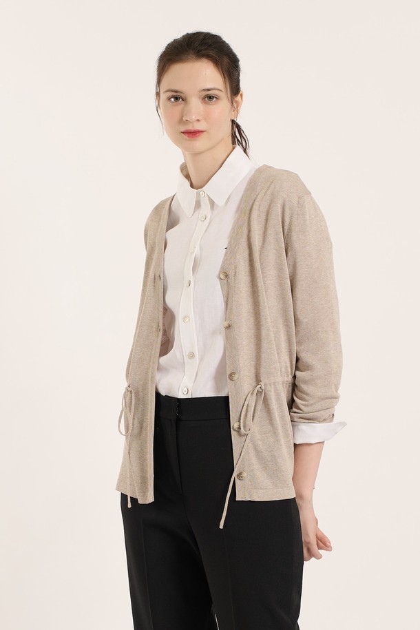 BCBG - 가디건 - [25SM] 웨이스트 스트링 가디건 - M BEIGE B5B4K11472