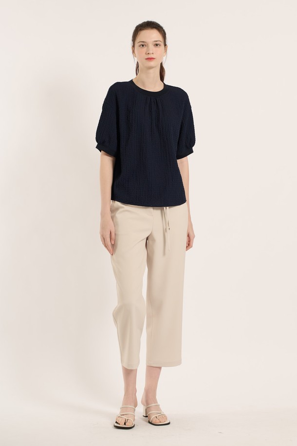 BCBG - 블라우스 - [25SM] 쉐이크 반팔 블라우스 - DARK NAVY B5B4B48356