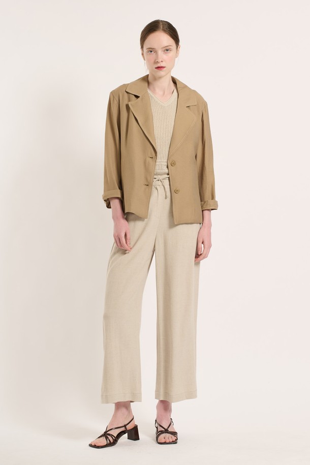 BCBG - 자켓 - [25SU] 투버튼 스티치 자켓 - M BEIGE B5M3G17472