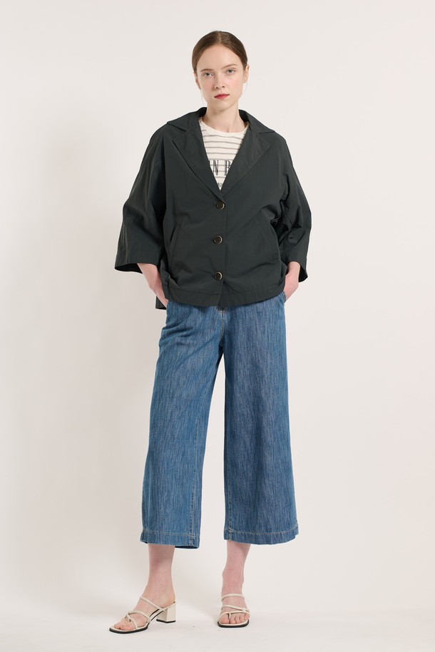 BCBG - 자켓 - [25SU] 더블카라 베이직 자켓 - BLACK NAVY B5M3G17059