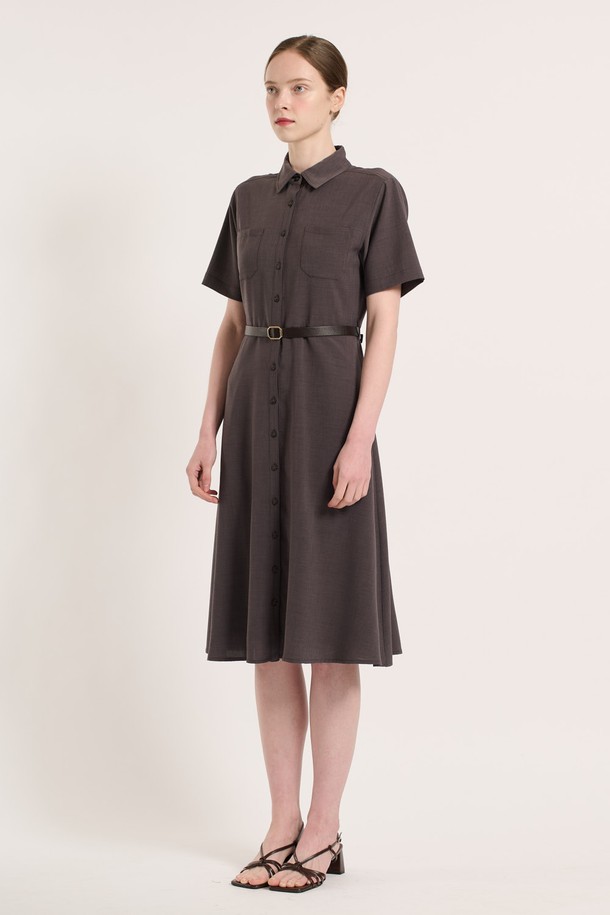 BCBG - 반소매 원피스 - [25SU] 벨티드 투포켓 원피스 - KHAKI B5M4O68345