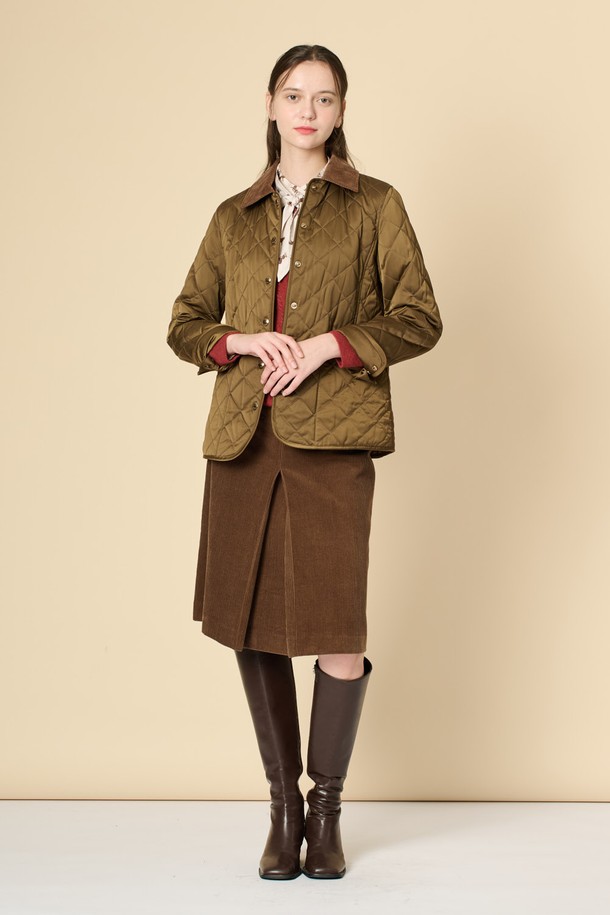 BCBG - 점퍼 - [24WT] 코듀로이 블록 퀼팅 점퍼 - KHAKI B4W9R13045