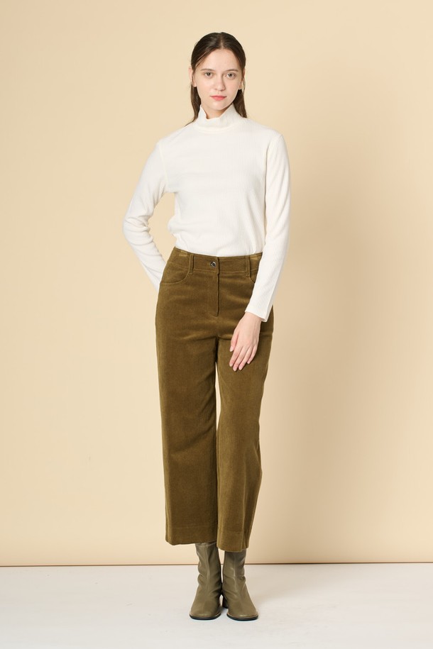 BCBG - 롱/미디팬츠 - [24WT]코듀로이 팬츠 - OLIVE B4W9P30244