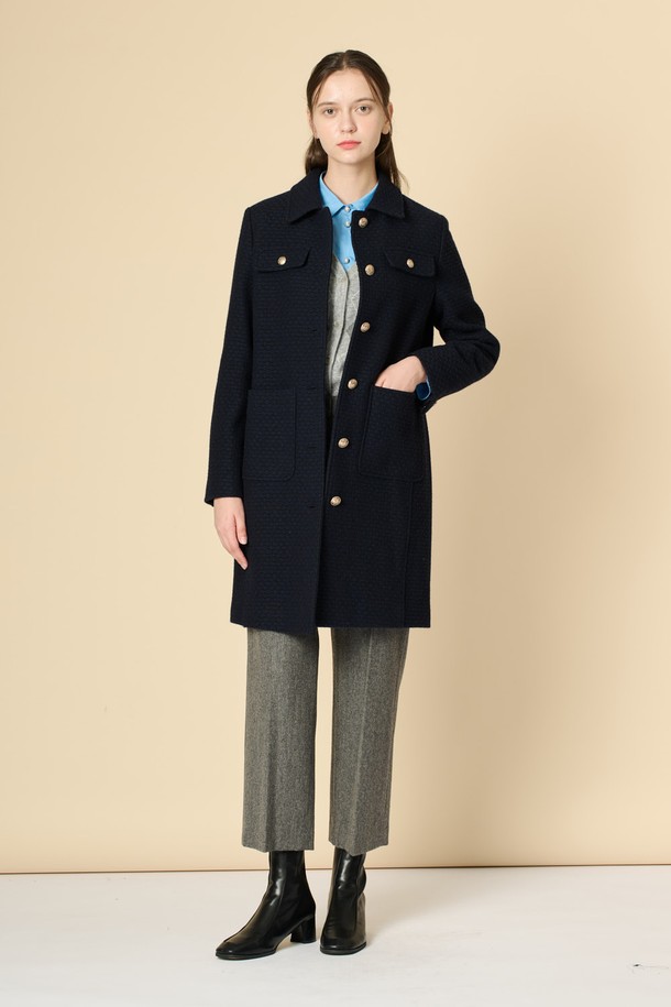 BCBG - 코트 - [24WT]울 블랜드 포켓패치 코트 - DARK NAVY B4W9J11556