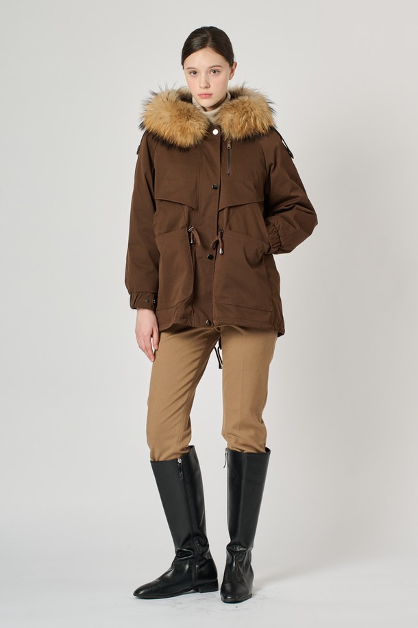 BCBG - 점퍼 - [24WT]라쿤래빗야상 점퍼 -  BROWN B4W9G87574