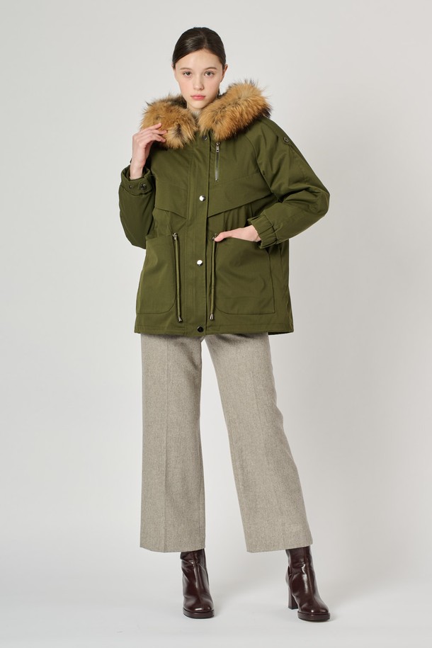 BCBG - 점퍼 - [24WT]라쿤래빗야상 점퍼 - KHAKI B4W9G87545