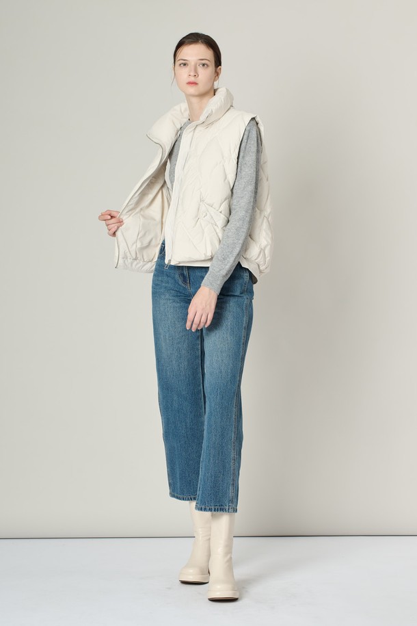 ALL&SUNDRY - 패딩 - [24WT]하이넥 구스 VEST - IVORY A4W9G87013