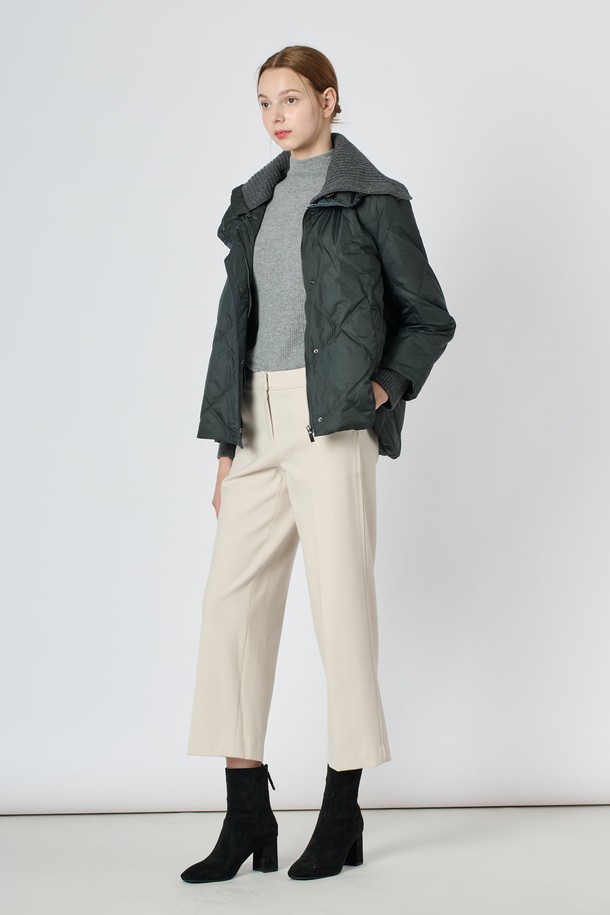 BCBG - 패딩 - [24WT] 니트 블록 덕다운 점퍼 - DARK KHAKI B4W9G88583