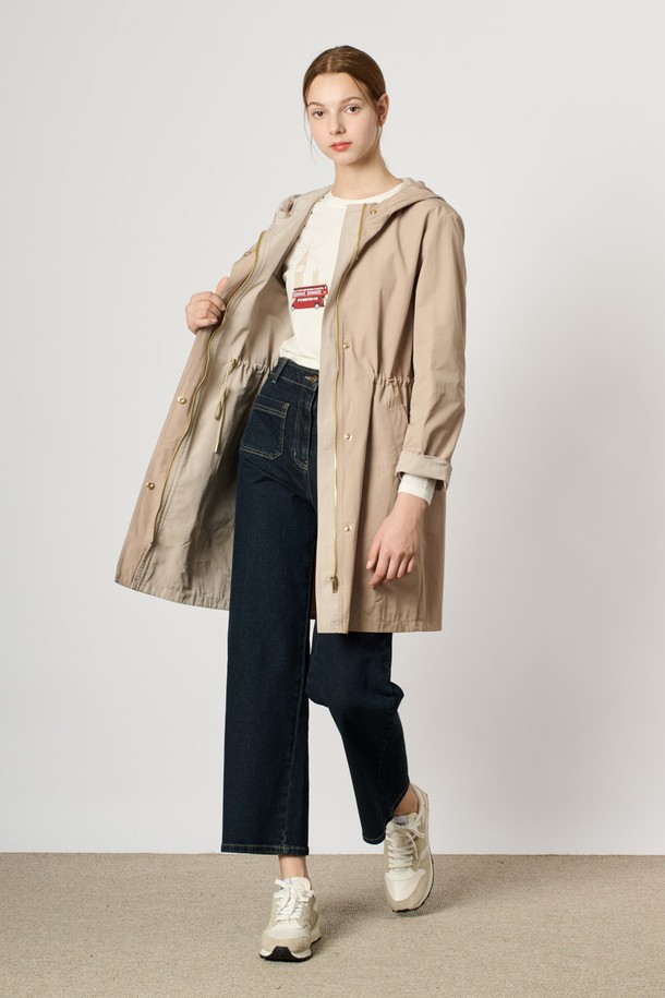 BCBG - 점퍼 - [24FA] 후드 스트링 점퍼 - M BEIGE B4F8R15072