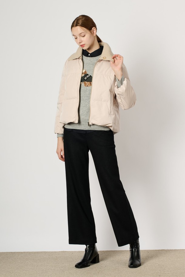 BCBG - 패딩 - [24WT] 디테처블 카라 구스 다운 - LIGHT BEIGE B4W9F80571