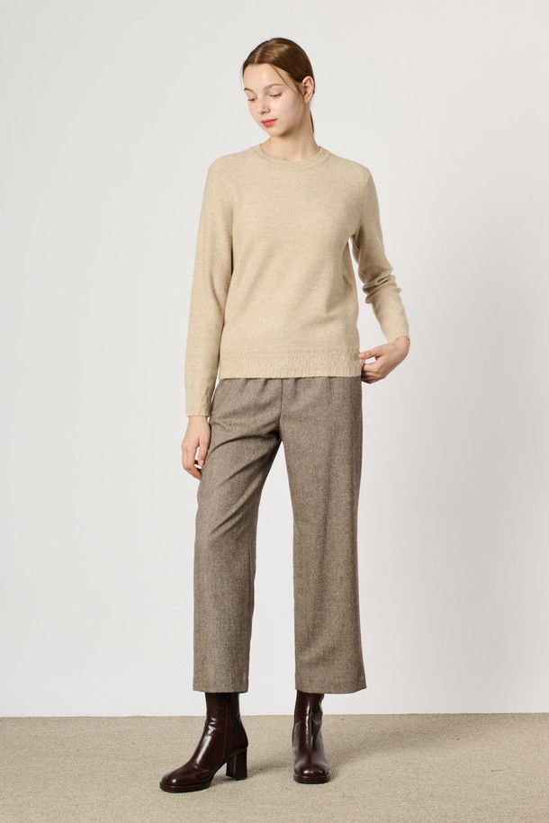 BCBG - 스웨터 - [24WT] 시퀸 라운드 니트 풀오버 - M BEIGE B4W9K40172