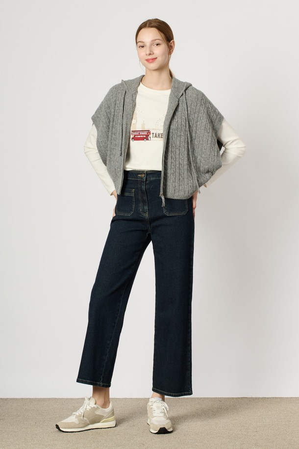 BCBG - 베스트 - [24WT] 케이블 후드 케이프 - MULTI M GRAY B4W9K50697