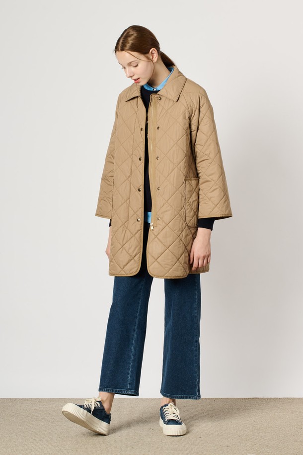 BCBG - 패딩 - [24WT] 퀼티드 패딩 점퍼 - DARK BEIGE B4W9R12573