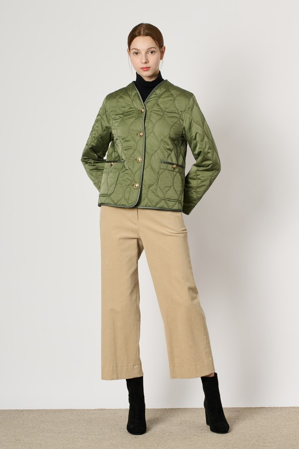 BCBG - 패딩 - [24WT] 웨이브 퀼팅 점퍼 - KHAKI B4W9R13445