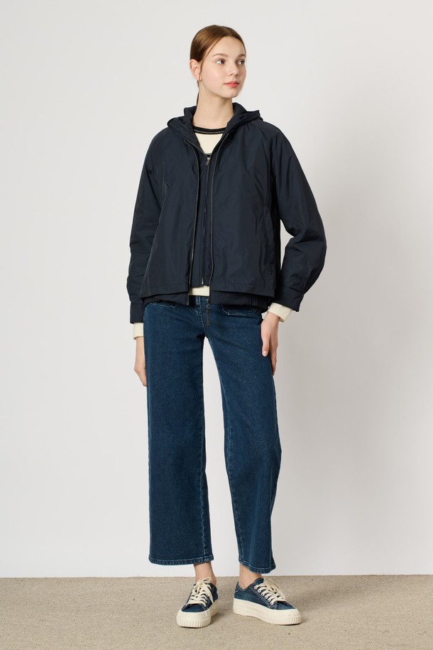 BCBG - 패딩 - [24WT] 후드 집업 더블 점퍼 - NAVY B4W9R15055