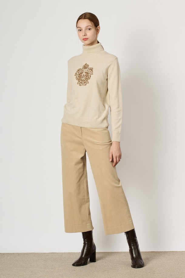 BCBG - 터틀넥 - [24WT] 원포인트 터들넥 니트 탑 - OATMEAL B4WBK32577