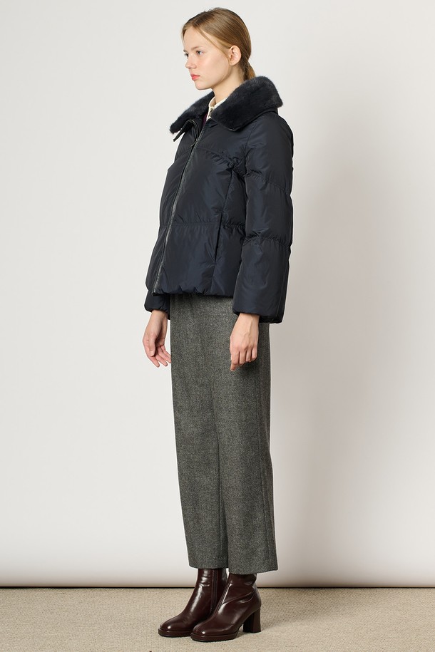 BCBG - 패딩 - [24WT] 탈부착 밍크카라 다운 - NAVY B4WAF83155