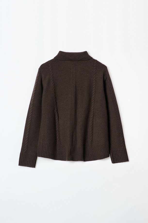 BCBG - 가디건 - [24WT] 캐시 카라 니트 가디건 - DARK BROWN B4W9K10875