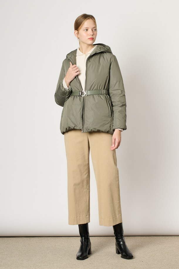 BCBG - 패딩 - [24WT] 폭스 퍼 벨트 다운 - LIGHT KHAKI B4WAF83281