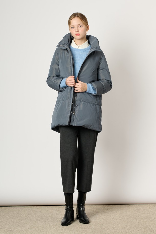 BCBG - 패딩 - [24WT] 탈부착 밍크 퍼 하이넥 다운 - DARK BLUE B4WAF83354