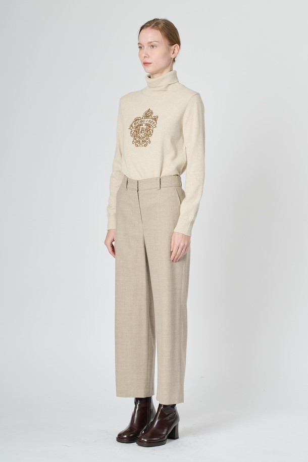 BCBG - 롱/미디팬츠 - [24WT] 울 블랜드 백밴딩 팬츠 -2 - LIGHT BEIGE B4WBP34571