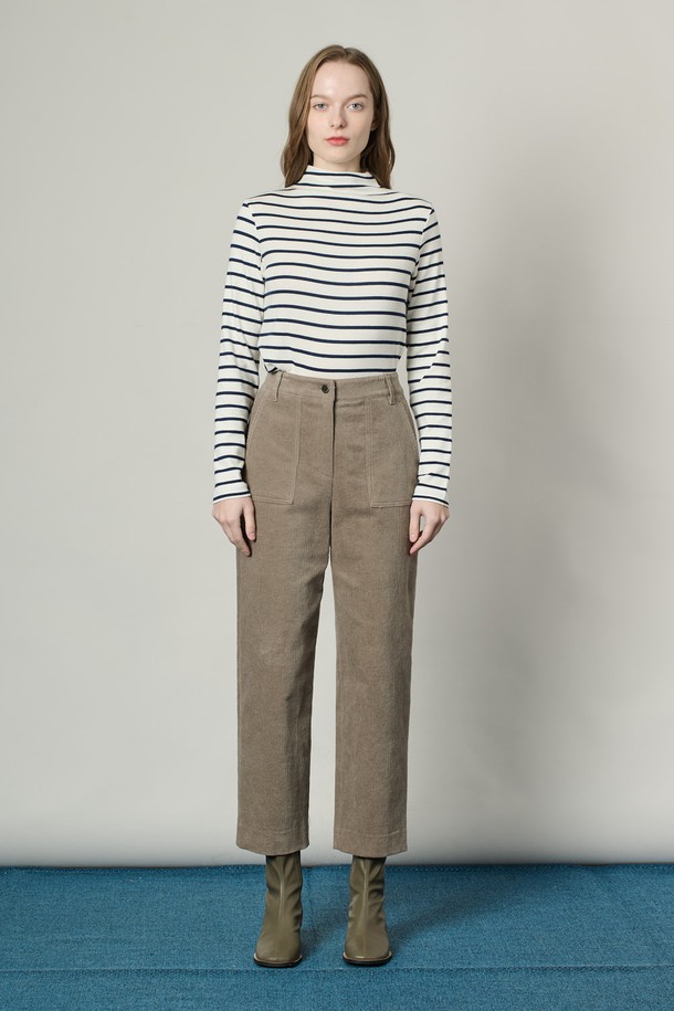 ALL&SUNDRY - 롱/미디팬츠 - [25SS] 베기핏 코듀로이 팬츠 - KHAKI BROWN A5S1P30485