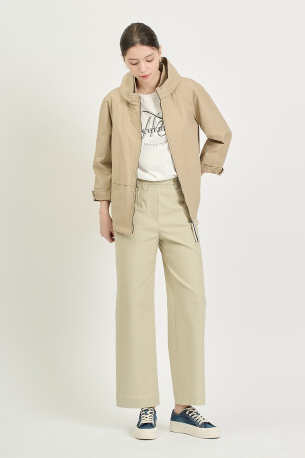 BCBG - 점퍼 - [25SP] 하프 집업 후디 점퍼 - LIGHT BEIGE B5S2G19571