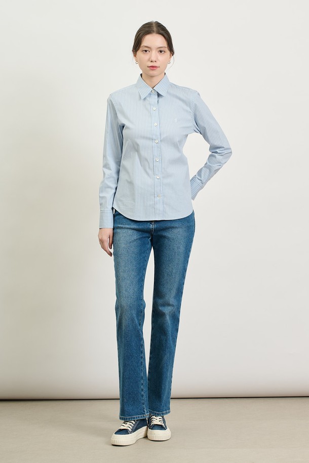 BCBG - 셔츠 - [25SP] 로고자수 스트라이프 셔츠 - LIGHT BLUE B5S1B40651