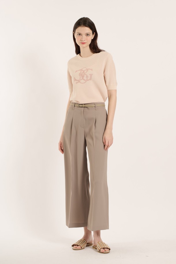 BCBG - 롱/미디팬츠 - [25SM] 벨트세트 와이드 슬렉스 - M BEIGE B5B3P30772