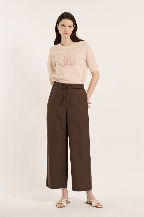 BCBG - 롱/미디팬츠 - [25SU] 허리스트링 팬츠 - BROWN B5B4P38774