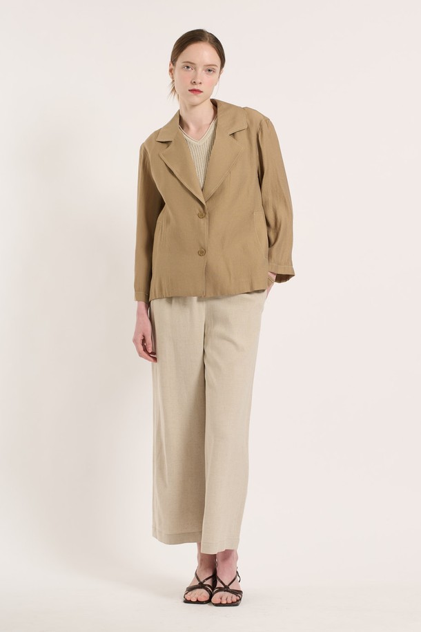 BCBG - 자켓 - [25SU] 투버튼 스티치 자켓 - M BEIGE B5M3G17472