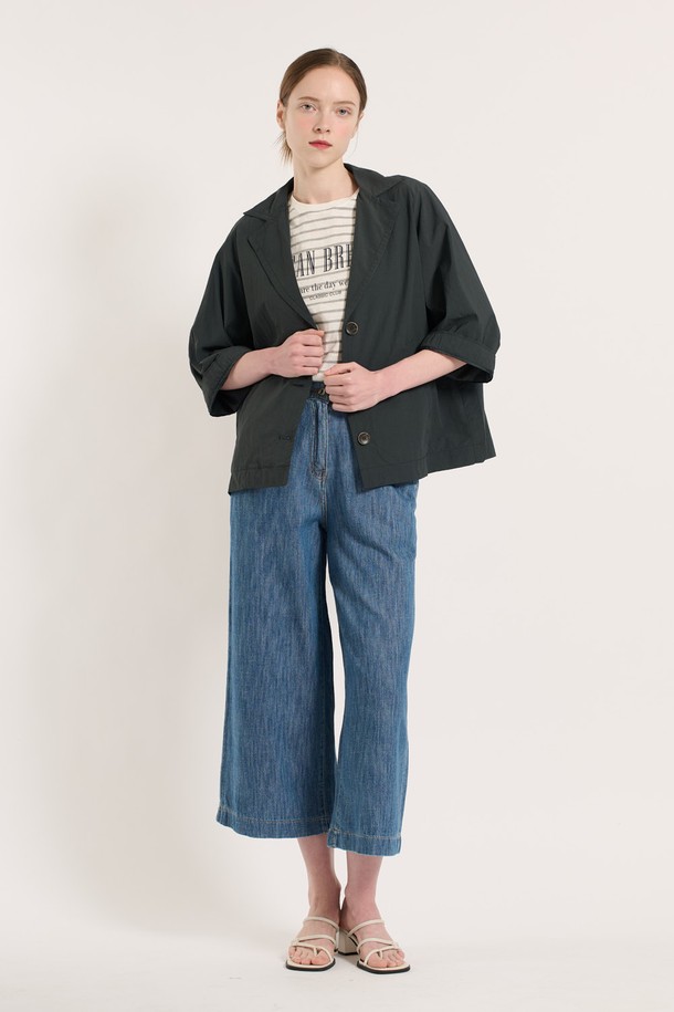 BCBG - 자켓 - [25SU] 더블카라 베이직 자켓 - BLACK NAVY B5M3G17059