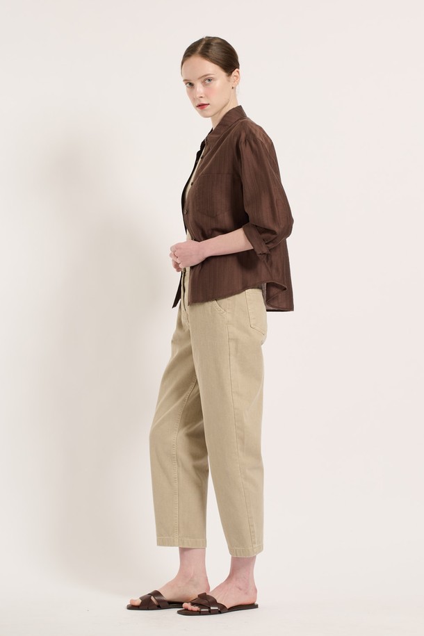 BCBG - 셔츠 - [25SU] 세로결 텐셀 셔츠 - BROWN B5M4B48374