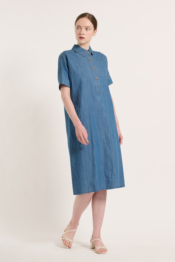 BCBG - 데님 원피스 - [25SU] 데님 스트레이트 원피스 - INDIGO B5M4O68160