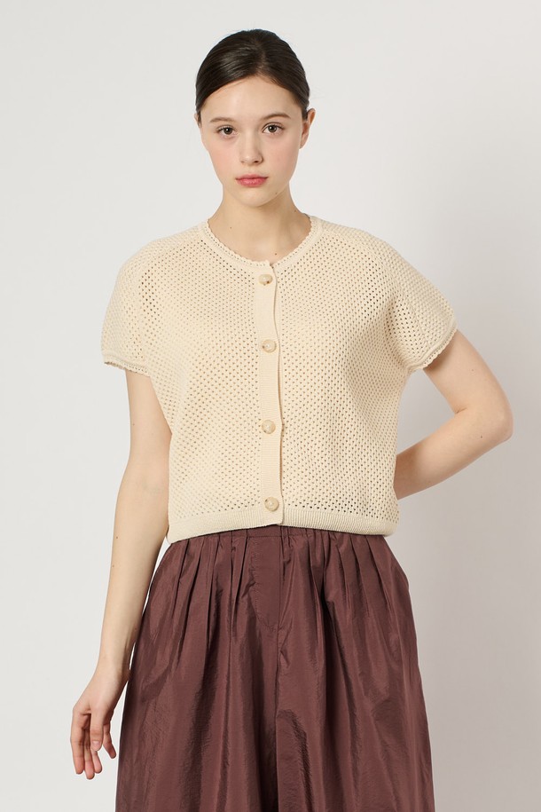 BCBG - 가디건 - [24SU]캡 슬리브 니트 가디건 - Cream B4M5K12614