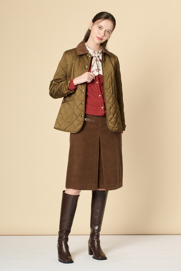 BCBG - 점퍼 - [24WT] 코듀로이 블록 퀼팅 점퍼 - KHAKI B4W9R13045