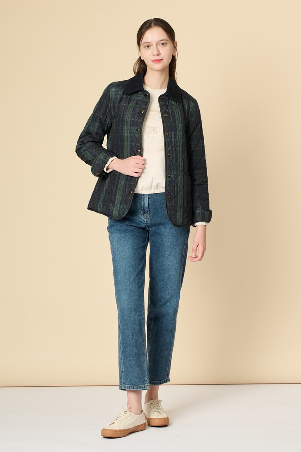 BCBG - 점퍼 - [24WT] 코듀로이 블록 퀼팅 점퍼 - DARK GREEN  B4W9R13043