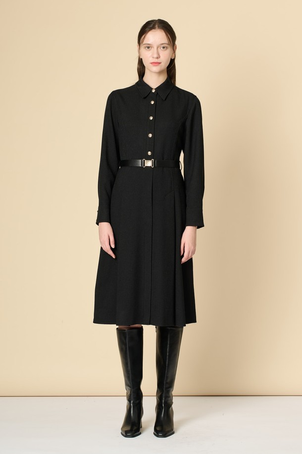 BCBG -  - [24WT]클래식 벨티드 원피스 - BLACK B4W9O60599