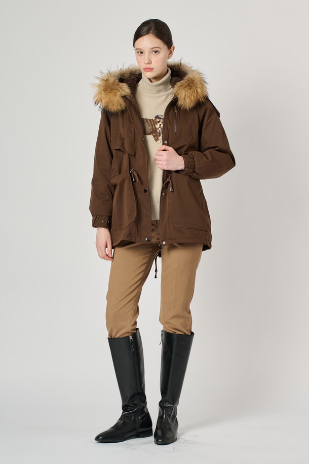 BCBG - 점퍼 - [24WT]라쿤래빗야상 점퍼 -  BROWN B4W9G87574