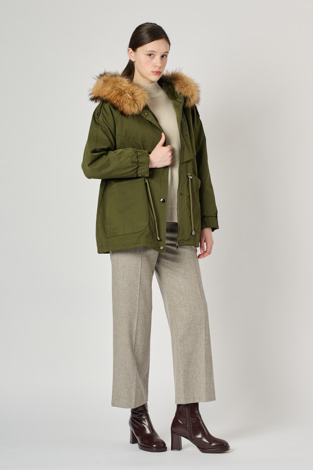 BCBG - 점퍼 - [24WT]라쿤래빗야상 점퍼 - KHAKI B4W9G87545