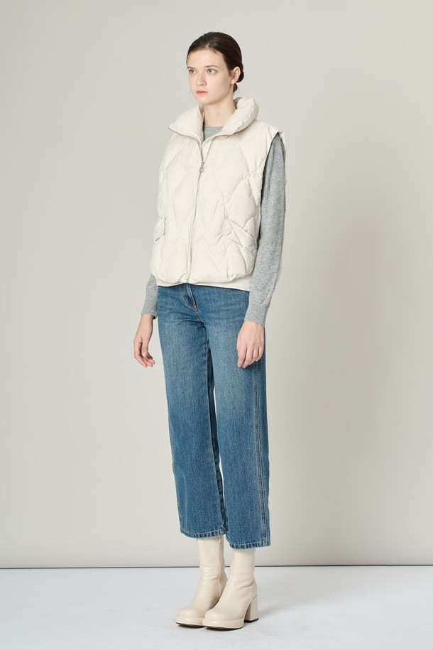 ALL&SUNDRY - 패딩 - [24WT]하이넥 구스 VEST - IVORY A4W9G87013